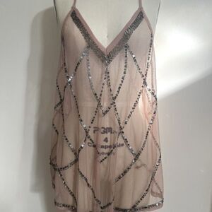 Pink Sheer Beaded Tank
